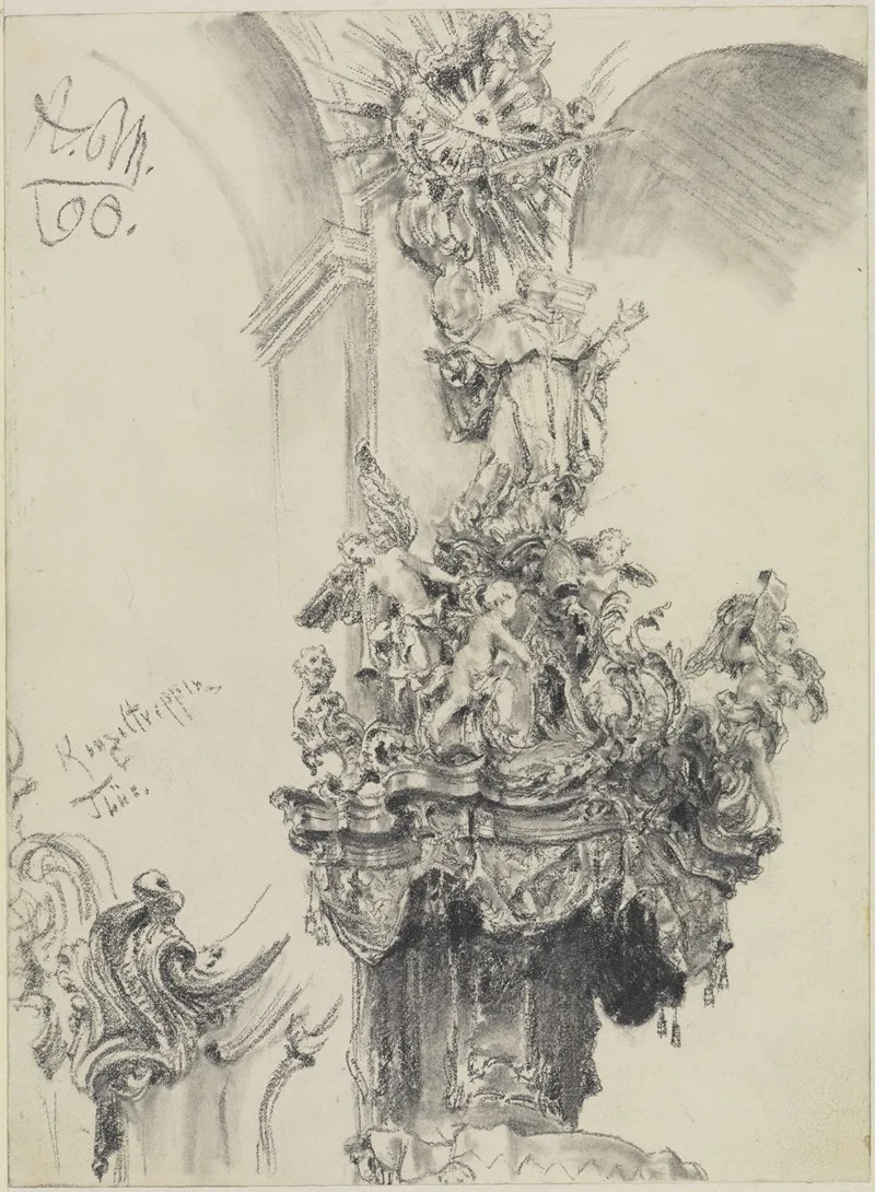 Die Bekronung Der Kanzel Der Augustinerkirche In Wurzburg
