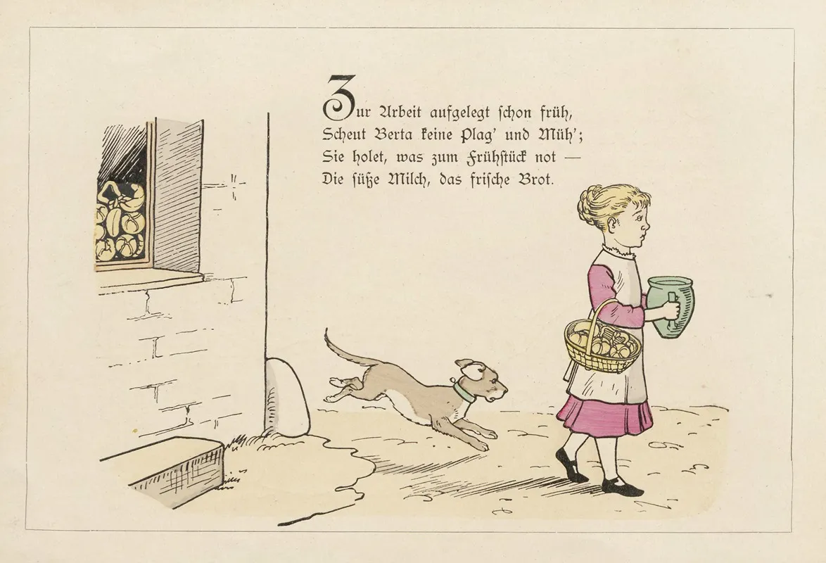 Die Brave Berta Und Die Bose Lina Pl 03 Wall Art by Lothar Meggendorfer - High-Resolution Digital Print