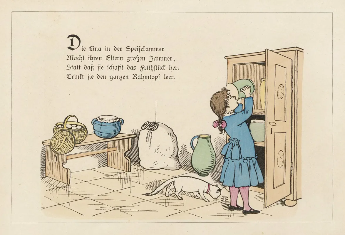 Die Brave Berta Und Die Bose Lina Pl 04 Wall Art by Lothar Meggendorfer - High-Resolution Digital Print