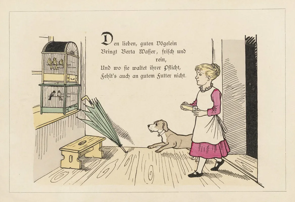 Die Brave Berta Und Die Bose Lina Pl 05 Wall Art by Lothar Meggendorfer - High-Resolution Digital Print