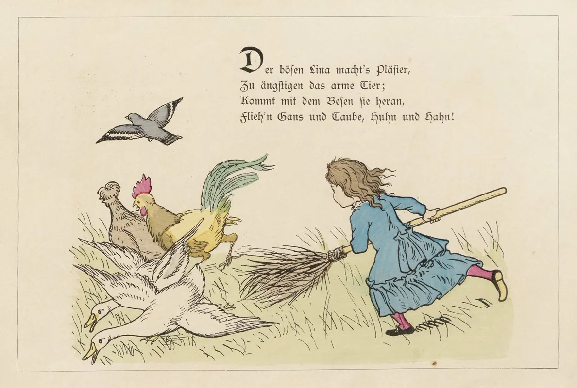 Die Brave Berta Und Die Bose Lina Pl 06 Wall Art by Lothar Meggendorfer - High-Resolution Digital Print