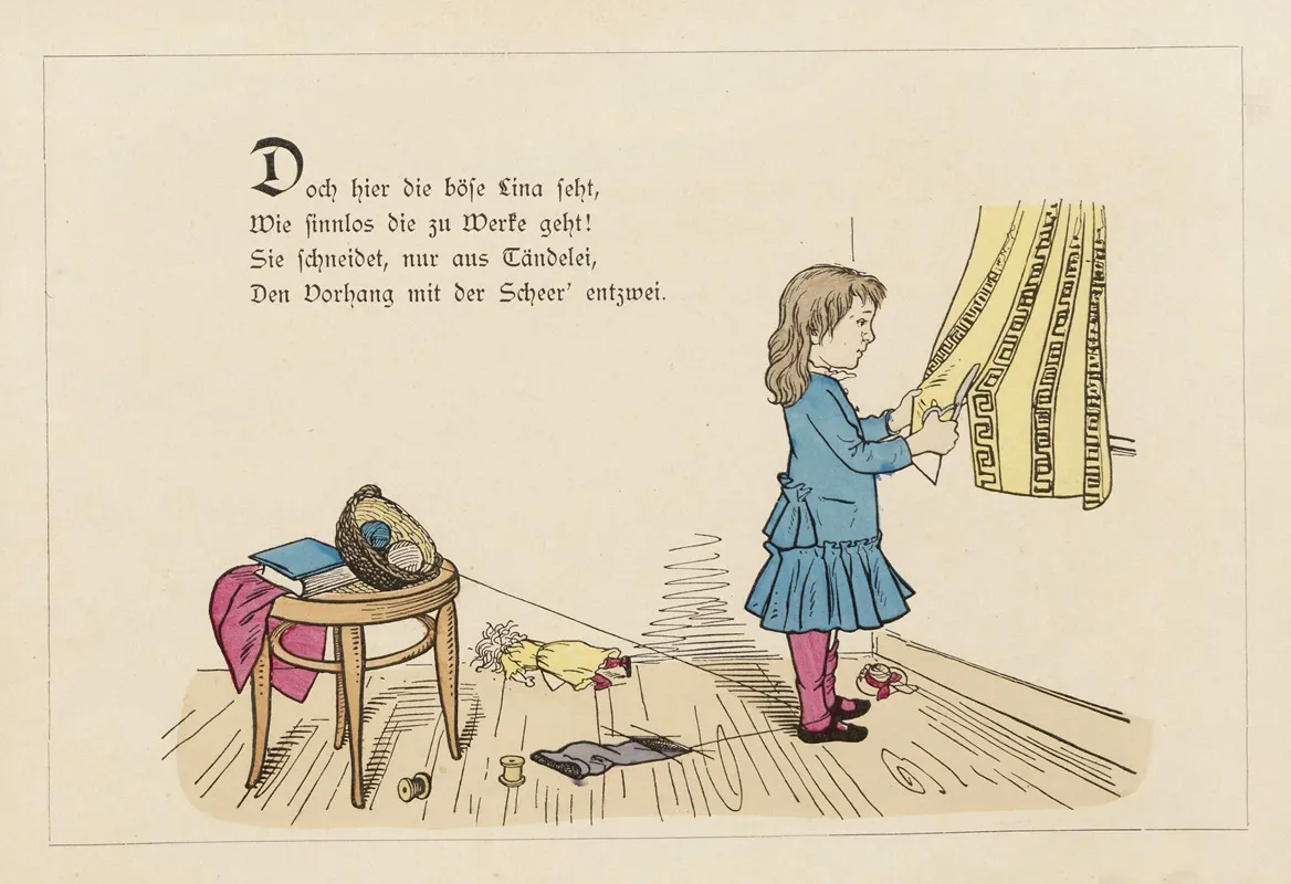 Die Brave Berta Und Die Bose Lina Pl 10 Wall Art by Lothar Meggendorfer - High-Resolution Digital Print