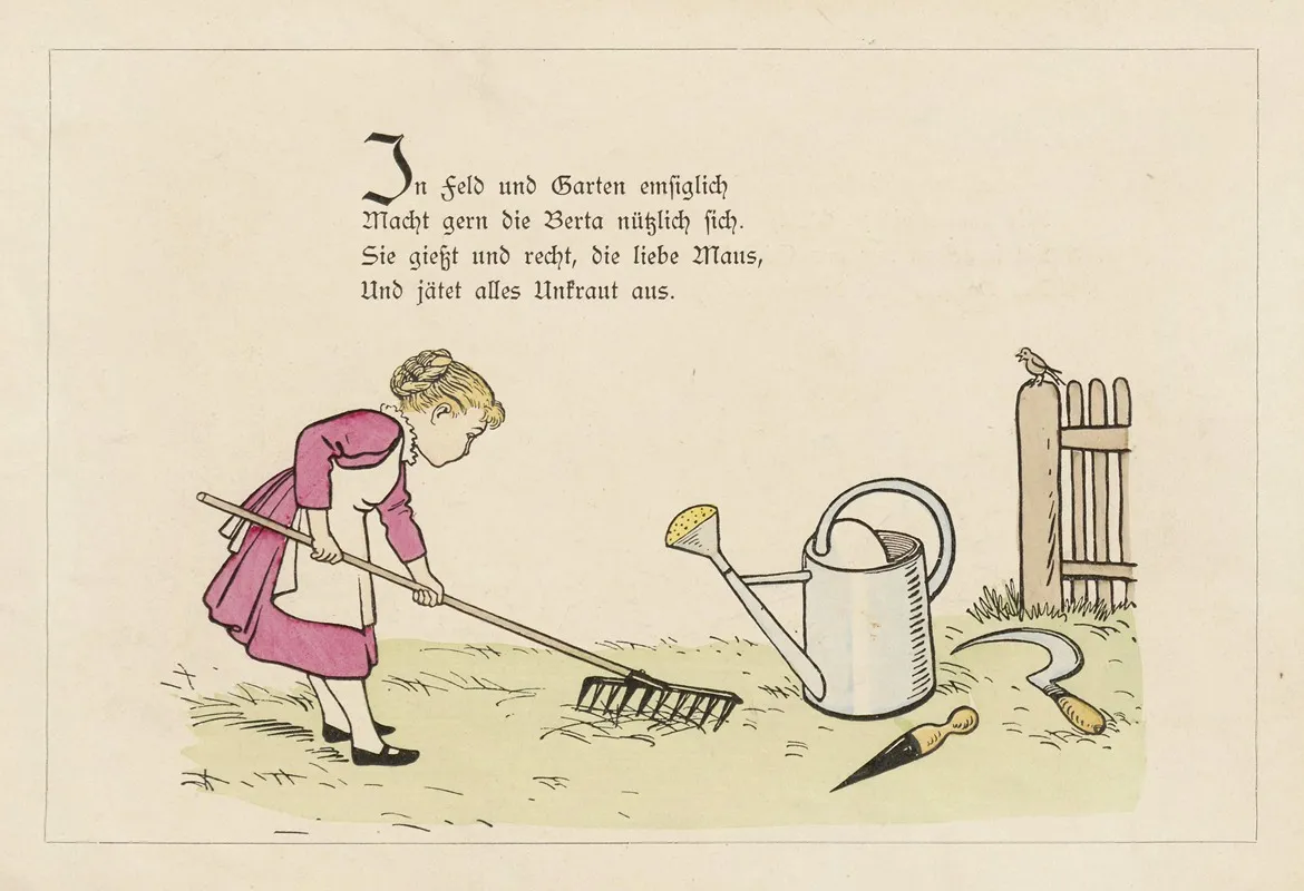 Die Brave Berta Und Die Bose Lina Pl 11 Wall Art by Lothar Meggendorfer - High-Resolution Digital Print