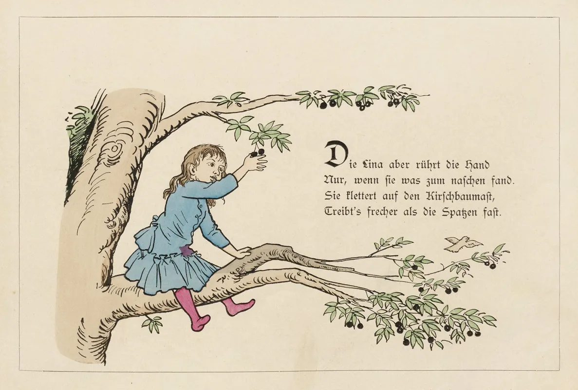 Die Brave Berta Und Die Bose Lina Pl 12 Wall Art by Lothar Meggendorfer - High-Resolution Digital Print