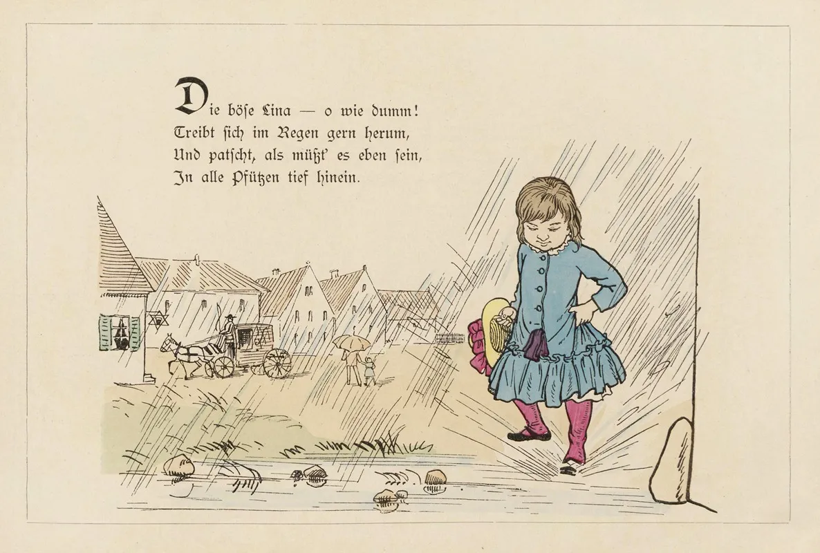 Die Brave Berta Und Die Bose Lina Pl 14 Wall Art by Lothar Meggendorfer - High-Resolution Digital Print