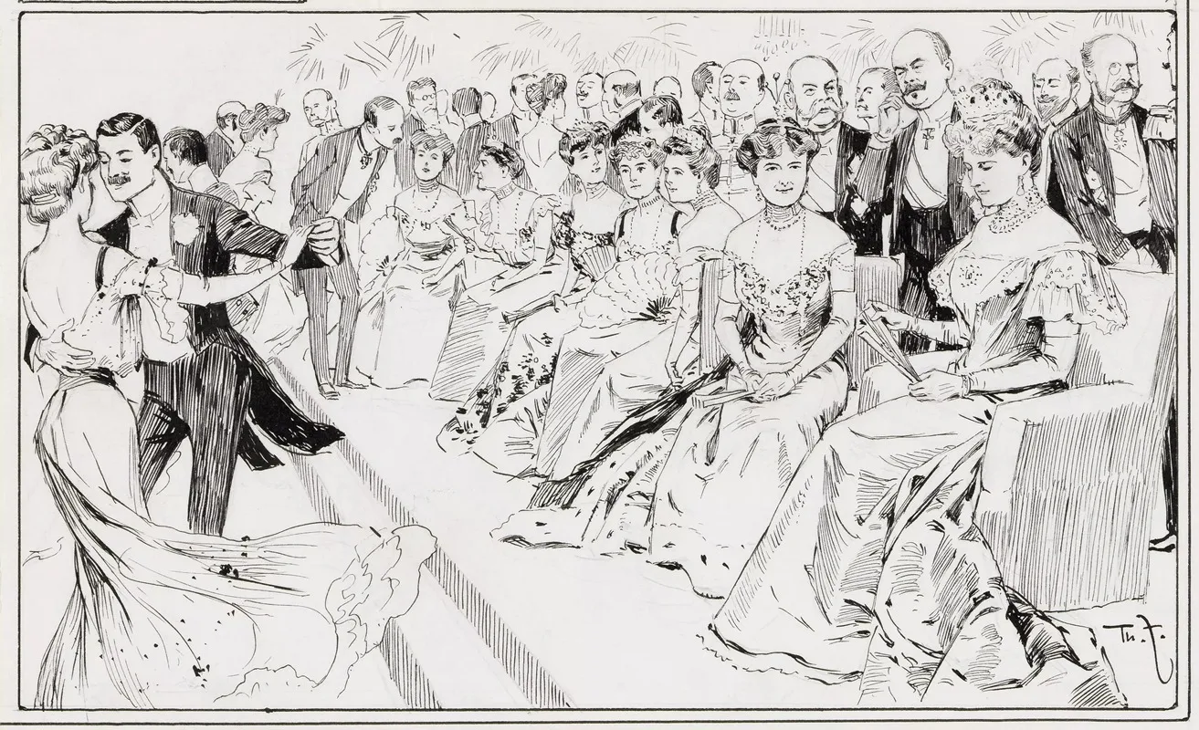 Die Drachenwand Ballmutter Und Patronessen Beobachten Das Geschehen Auf Der Tanzflache Wall Art by Theodor Zasche - High-Resolution Digital Print