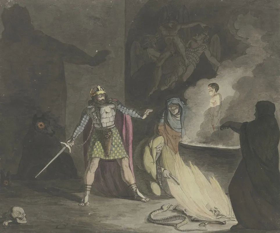Die Drei Hexen Beschworen Vor Macbeth Ein Blutiges Kind Herauf