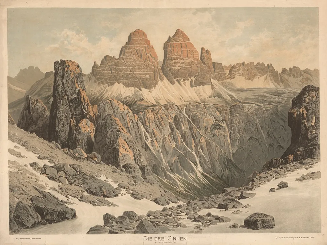 Die Drei Zinnen Aus Den Dolomiten Wall Art by Adolf Lehmann - High-Resolution Digital Print