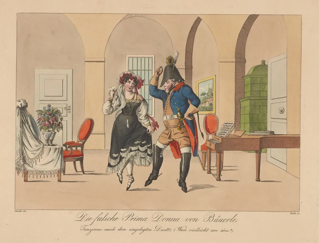 Die Falsche Prima Donna Von Bauerle Tanzscene Nach Dem Eingelegten Duette Wars Vielleicht Um Eins Wall Art by Johann Christian Schoeller - High-Resolution Digital Print