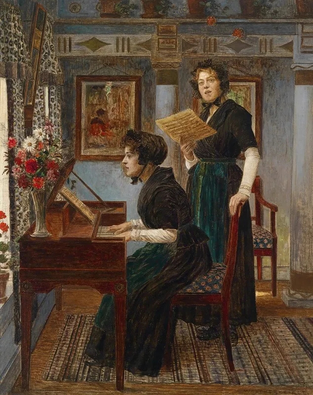 Die Gesangsstunde Wall Art by Walther Firle - High-Resolution Digital Print