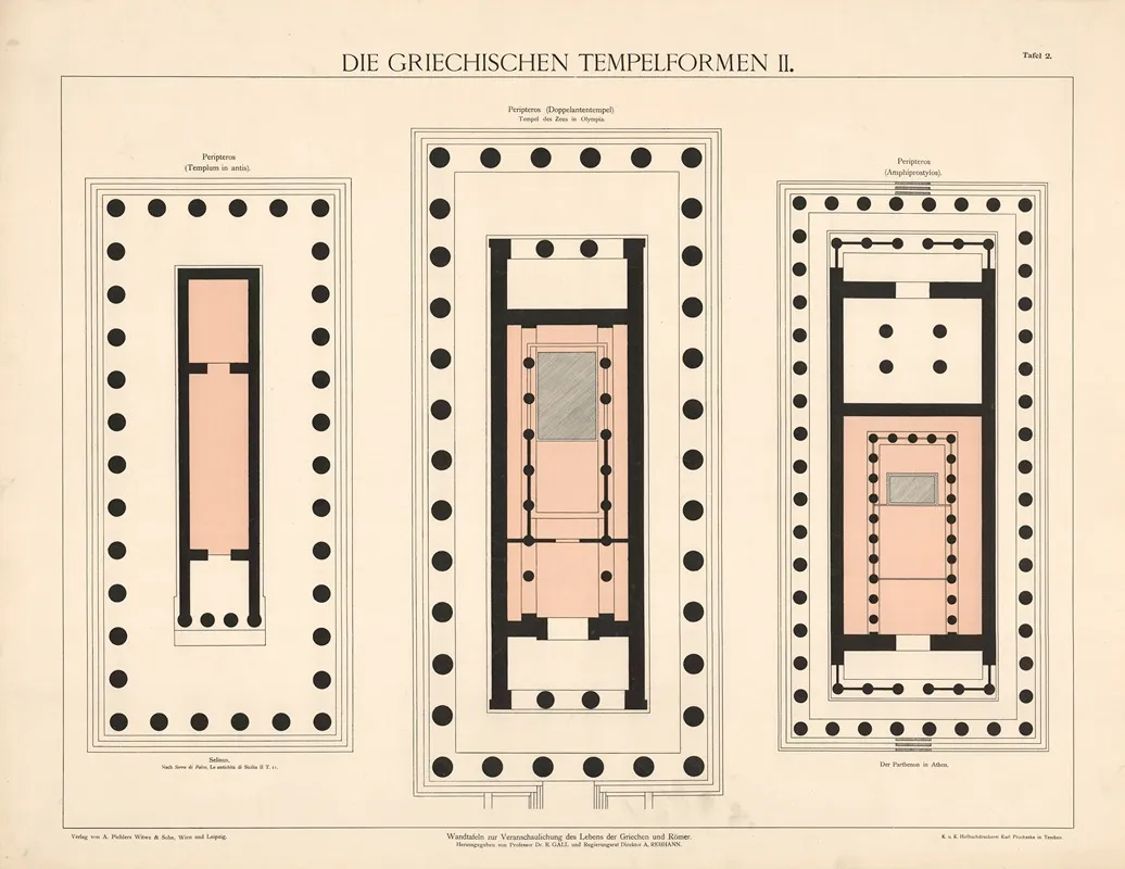 Die Griechischen Tempelformen Ii Wall Art by A. Pichlers Witwe &amp; Sohn - High-Resolution Digital Print