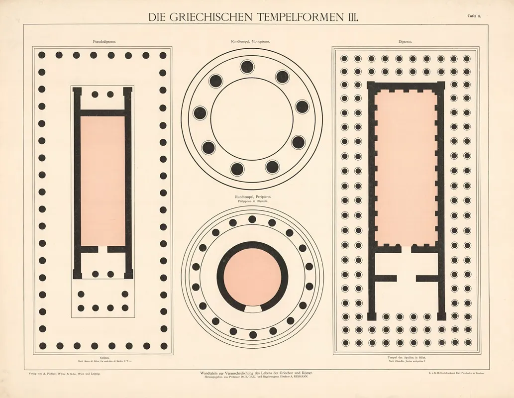 Die Griechischen Tempelformen Iii Wall Art by A. Pichlers Witwe &amp; Sohn - High-Resolution Digital Print