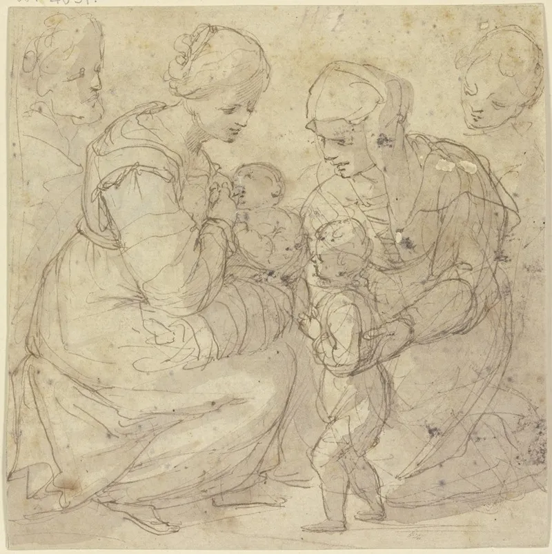 Die Heilige Familie Mit Der Heiligen Elisabeth Und Dem Johannesknaben