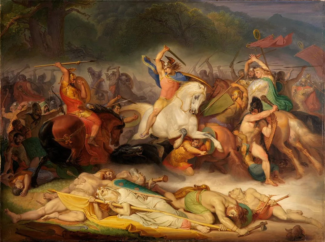 Die Hermannsschlacht Im Teutoburger Wald Wall Art by Wilhelm Lindenschmit the Elder - High-Resolution Digital Print