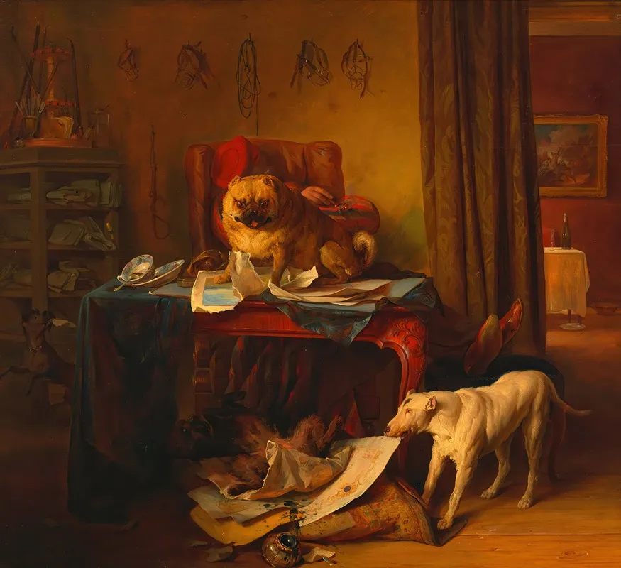 Die Hundekomodie Wall Art by Josef Danhauser - High-Resolution Digital Print