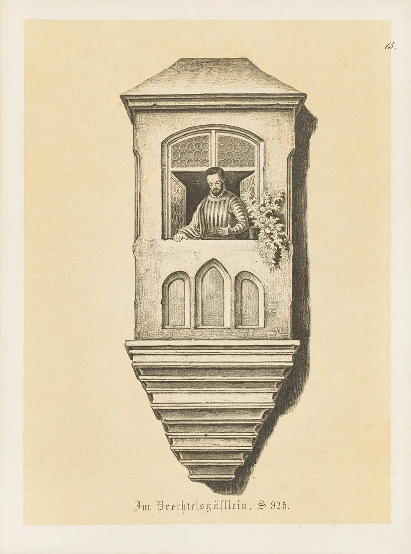 Die Interessantesten Chörlein An Nürnbergs Mittelalterlichen Gebäuden Pl 15 Wall Art by Friedrich Mayer - High-Resolution Digital Print