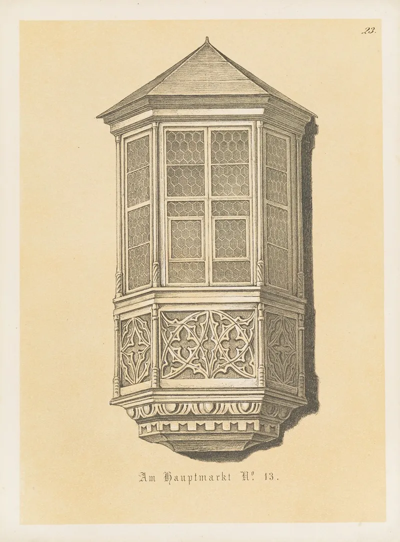 Die Interessantesten Chörlein An Nürnbergs Mittelalterlichen Gebäuden Pl 23 Wall Art by Friedrich Mayer - High-Resolution Digital Print