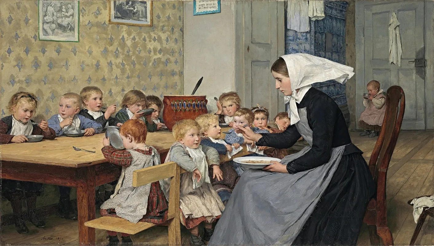 Die Kinderkrippe I Wall Art by Albert Anker - High-Resolution Digital Print