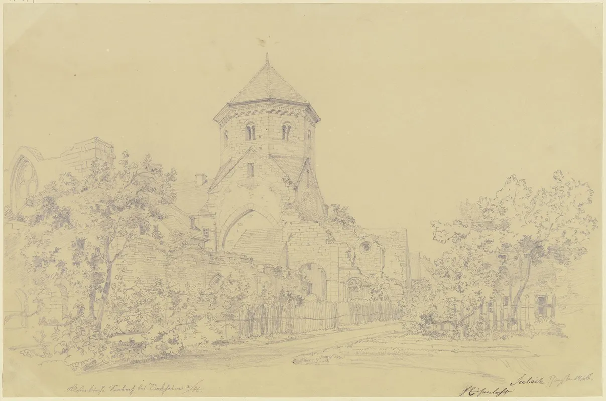 Die Klosterkirche St Laurentius In Seebach Bei Bad Durkheim Wall Art by Friedrich Eisenlohr   - High-Resolution Digital Print