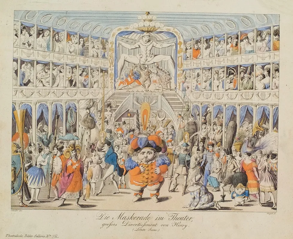 Die Maskerade Im Theater Grosses Divertissement Von Henry Letzte Scene Wall Art by Johann Christian Schoeller - High-Resolution Digital Print