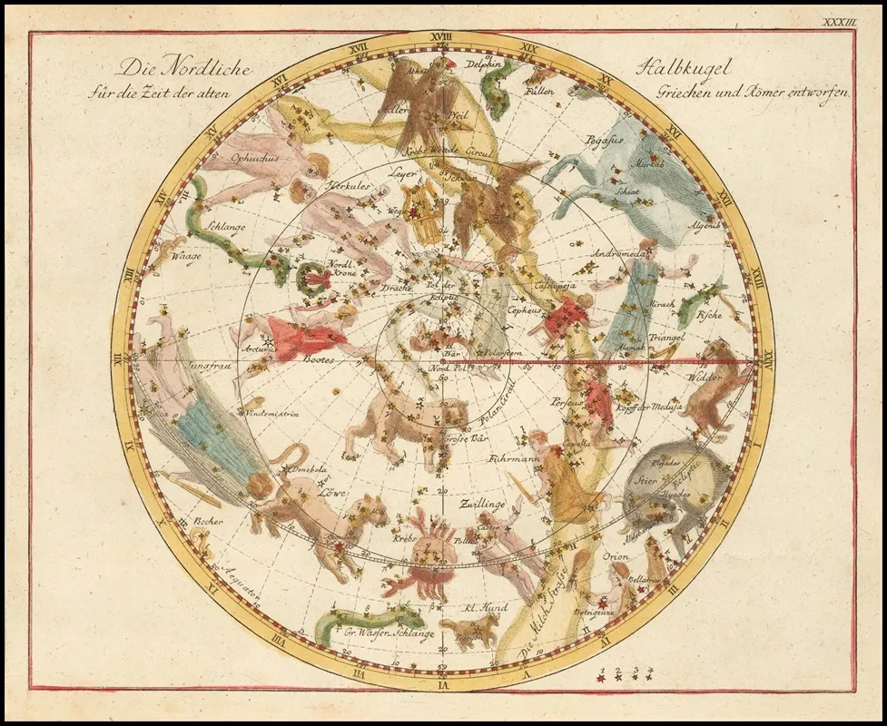 Die Nordliche Halbkugel Fur Die Zeit Der Alten Griechen Und Romer Entworfen Wall Art by Johann Elert Bode - High-Resolution Digital Print