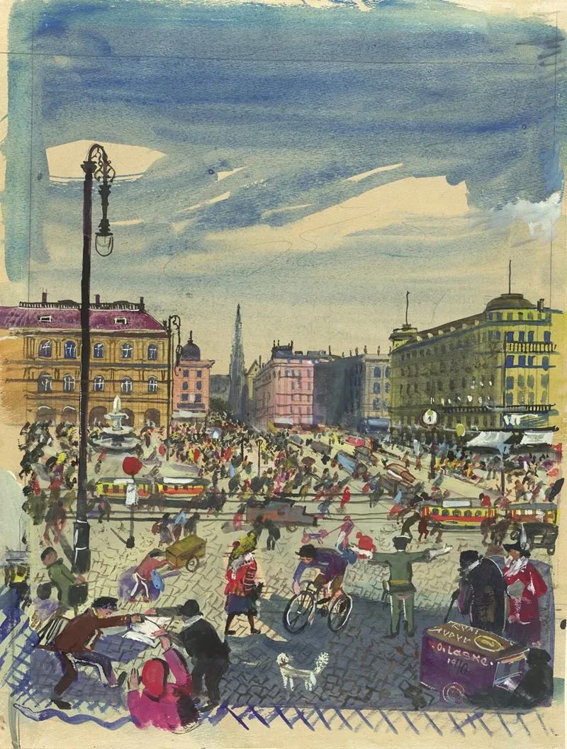 Die Opernkreuzung An Der Sirkecke Wall Art by Oskar Laske - High-Resolution Digital Print