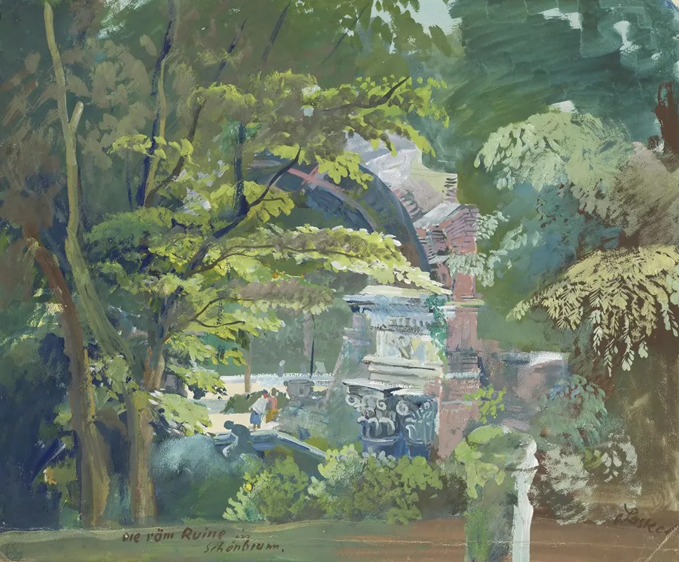 Die Romische Ruine In Schonbrunn 2 Wall Art by Oskar Laske - High-Resolution Digital Print