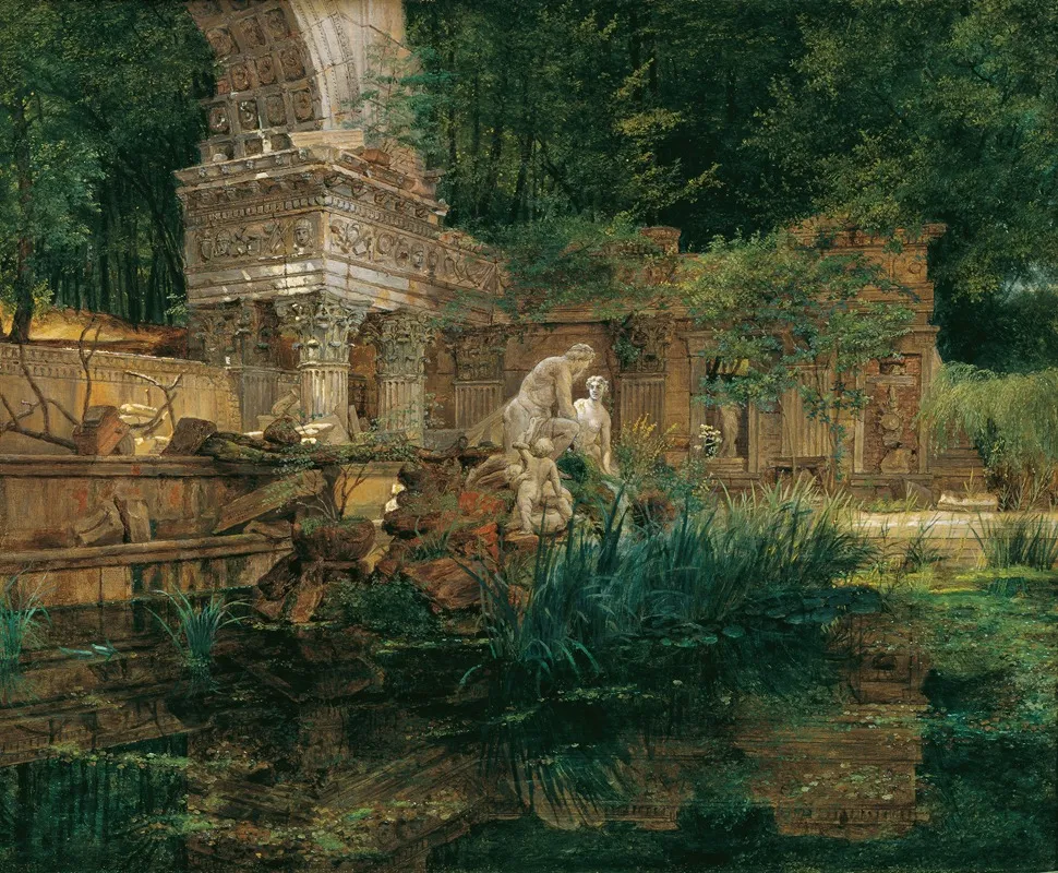 Die Romische Ruine In Schonbrunn Wall Art by Ferdinand Georg Waldmüller - High-Resolution Digital Print