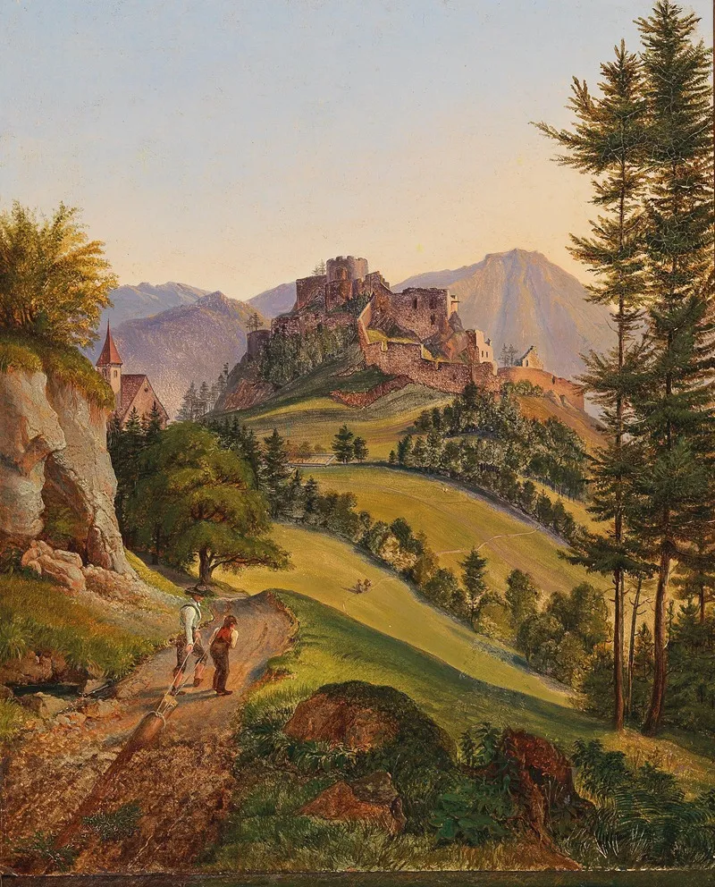 Die Ruine Der Veste Clam Bey Schottwien Wall Art by Gustav Reinhold - High-Resolution Digital Print