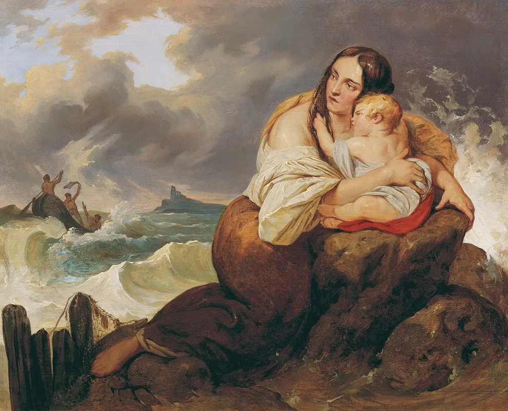 Die Schiffbruchige Wall Art by Josef Danhauser - High-Resolution Digital Print