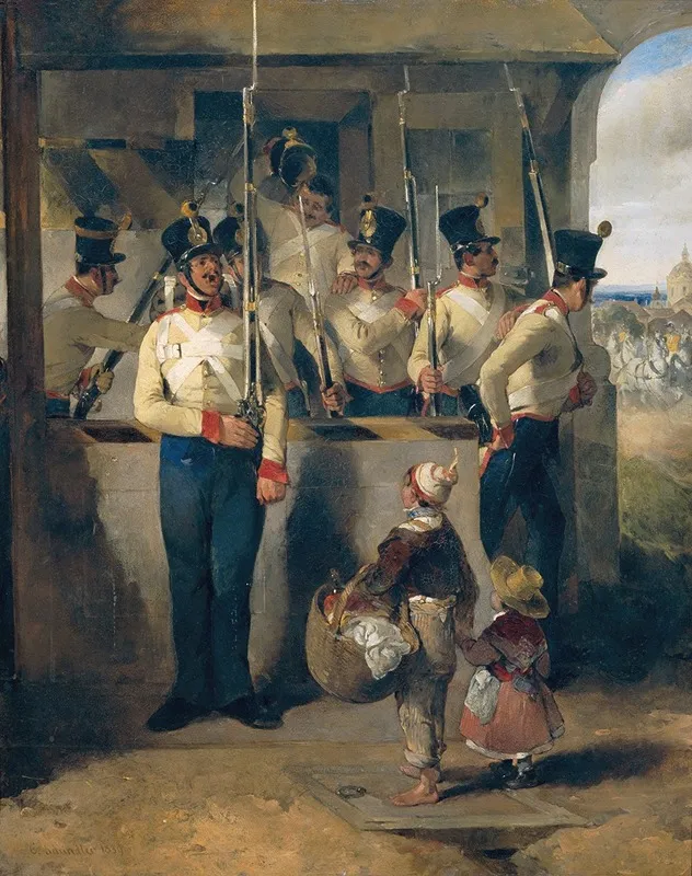 Die Schildwache In Das Gewehr Rufend Gewehr Heraus Wall Art by Carl Schindler - High-Resolution Digital Print