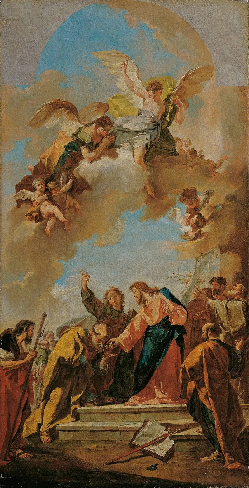 Die Schlusselubergabe An Petrus Wall Art by Giovanni Battista Pittoni - High-Resolution Digital Print
