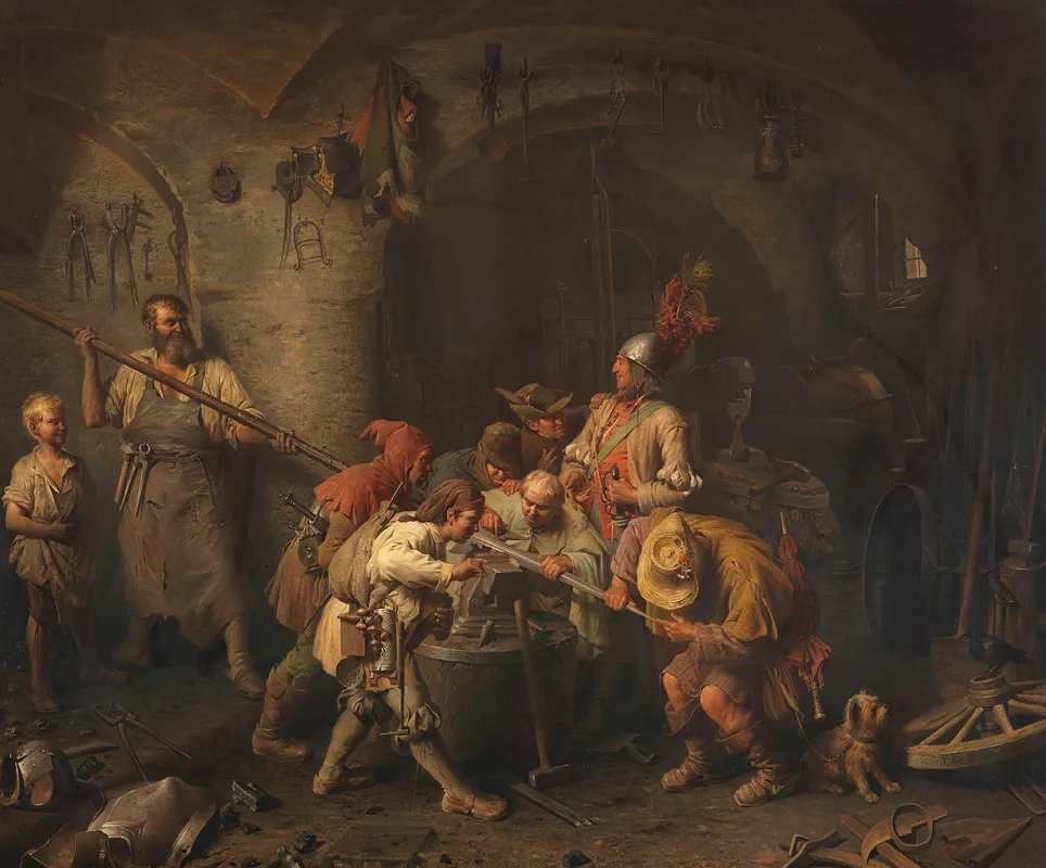 Die Sieben Schwaben In Der Schmiede Beim Prufen Ihres Spieses Wall Art by Peter Baumgartner - High-Resolution Digital Print