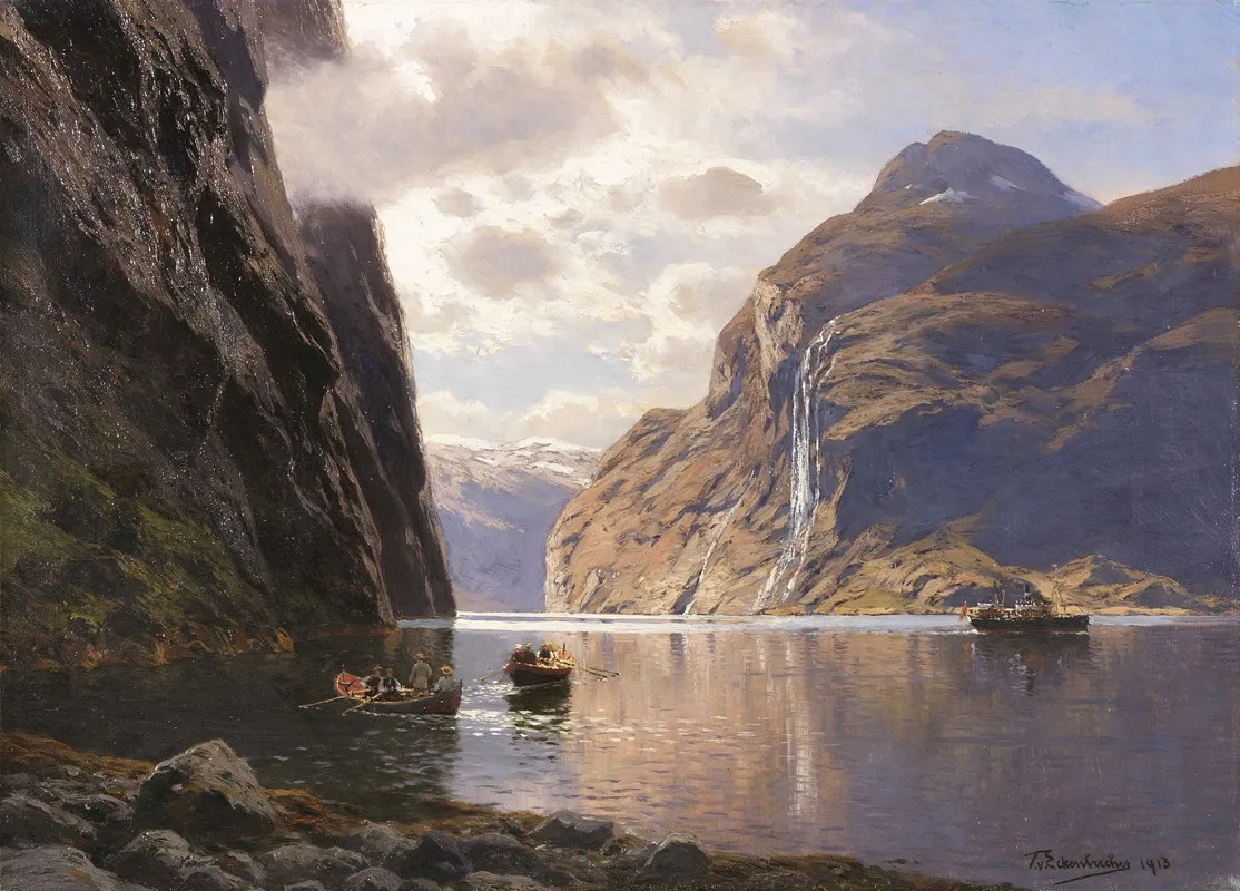 Die Sieben Schwestern Am Geirangerfjord Wall Art by Themistokles Von Eckenbrecher - High-Resolution Digital Print