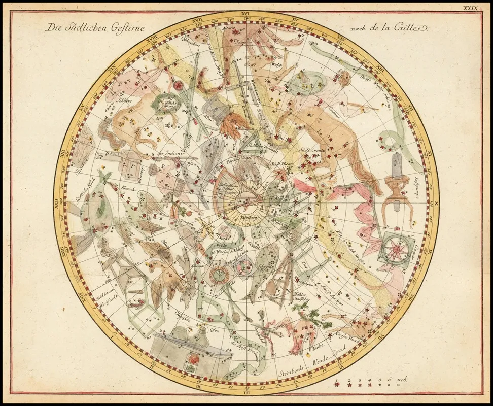 Die Sudlichen Gestirne Nach De La Caillee Wall Art by Johann Elert Bode - High-Resolution Digital Print