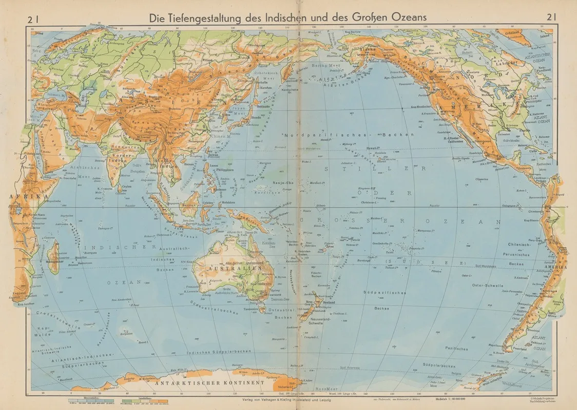 Die Tiefengestaltung Des Indischen Und Des Grossen Ozeans Wall Art by Wolfgang Preuss - High-Resolution Digital Print