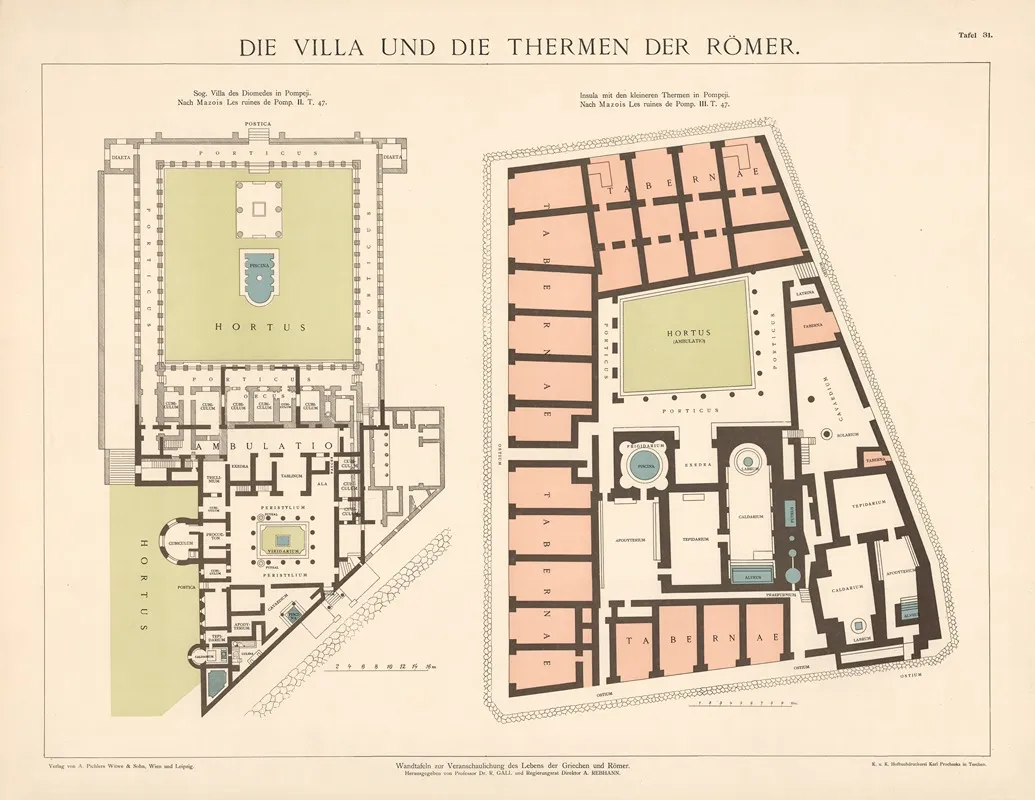 Die Villa Und Die Thermen Der Romer Wall Art by A. Pichlers Witwe &amp; Sohn - High-Resolution Digital Print