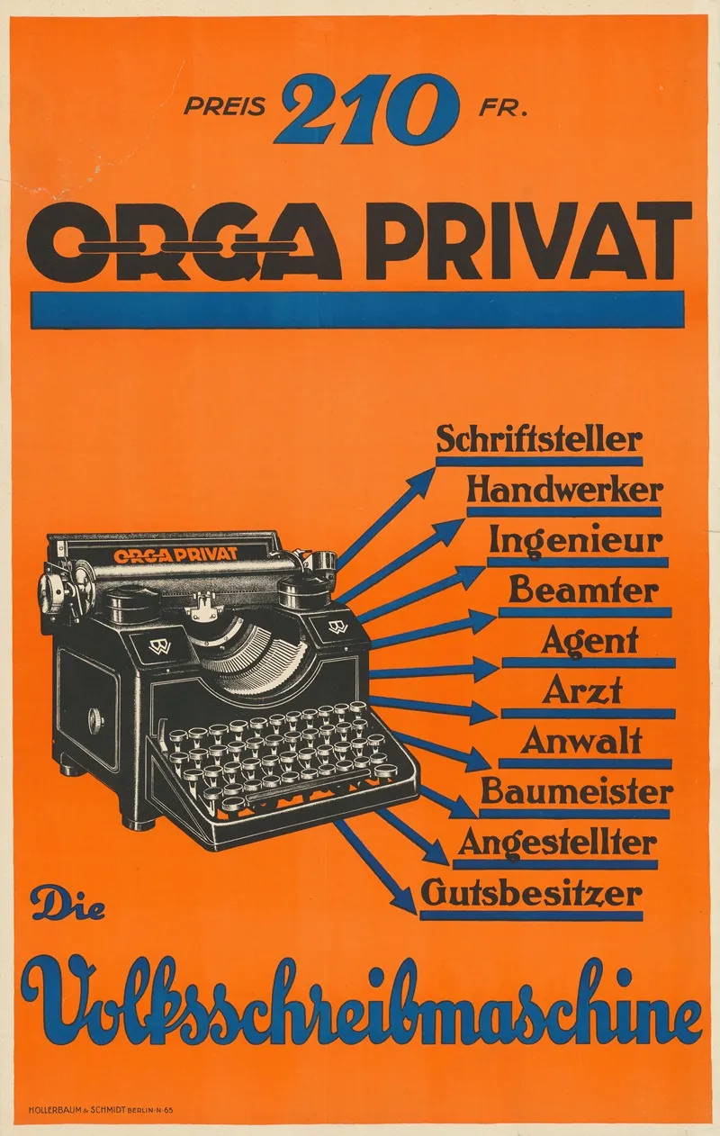 Die Volksschreibmaschine Orga Privat Wall Art by Hollerbaum & Schmidt - High-Resolution Digital Print