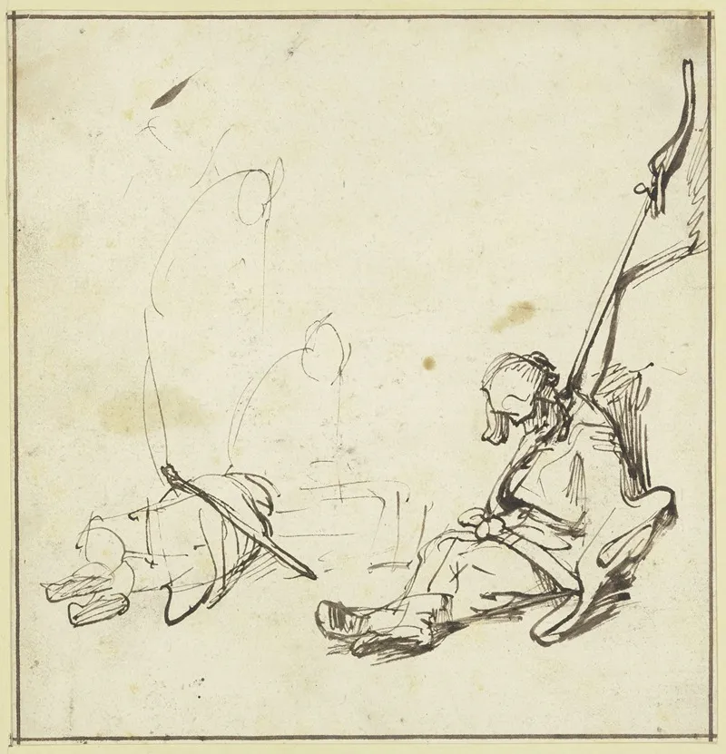 Die Wachter Am Gefangnis Des Petrus Wall Art by Rembrandt van Rijn - High-Resolution Digital Print