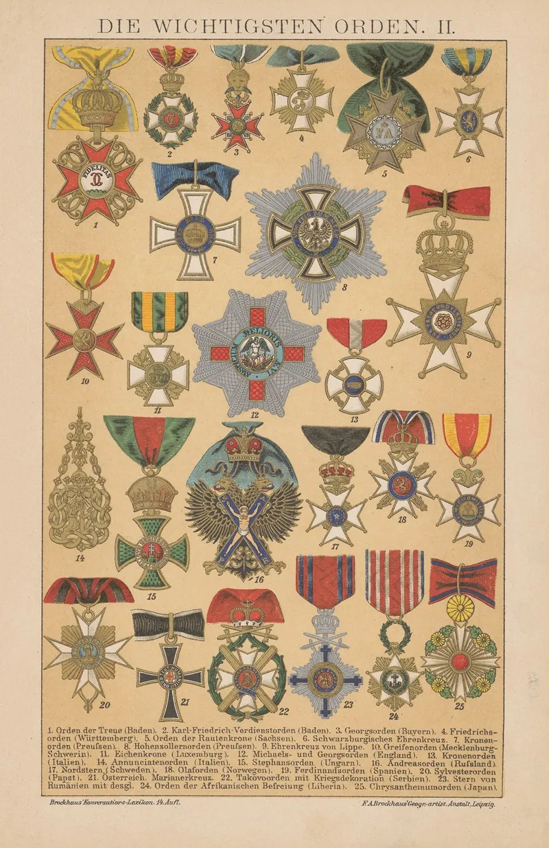Die Wichtigsten Orden Wall Art by F.A. Brockhaus - High-Resolution Digital Print