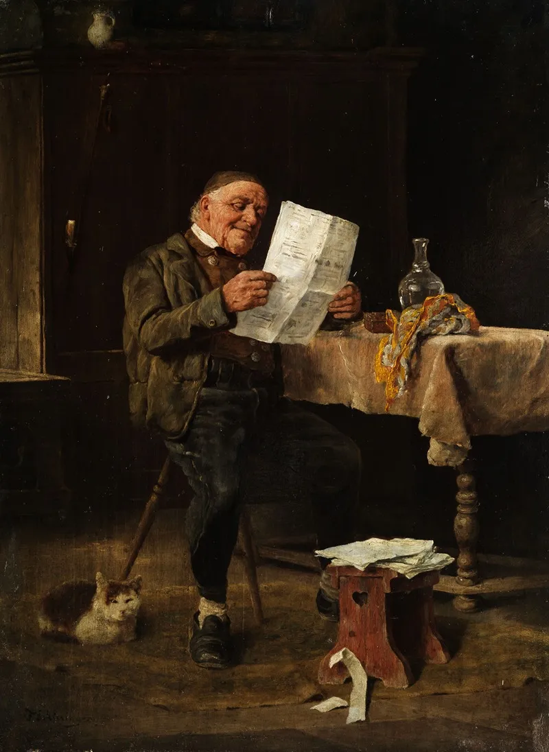 Die Zeitungslekture Wall Art by Felix Schlesinger - High-Resolution Digital Print