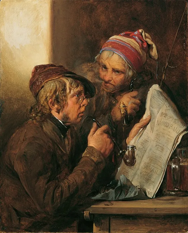 Die Zeitungsleser Wall Art by Josef Danhauser - High-Resolution Digital Print