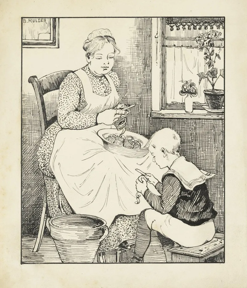 Dienstmeid En Jongen Schillen Aardappelen Wall Art by Gillis Bernhard Mulder - High-Resolution Digital Print