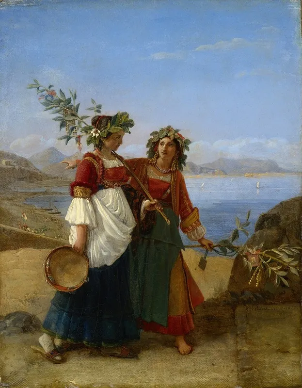 Dies Palmarum Two Neapolitan Girls Returning From The Feast Wall Art by Louis Léopold Robert - High-Resolution Digital Print