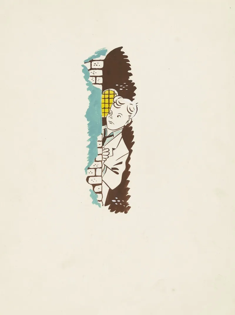 Dikkie Kijkt Vanachter Een Stenen Muur 2 Wall Art by Eddy de Smet - High-Resolution Digital Print