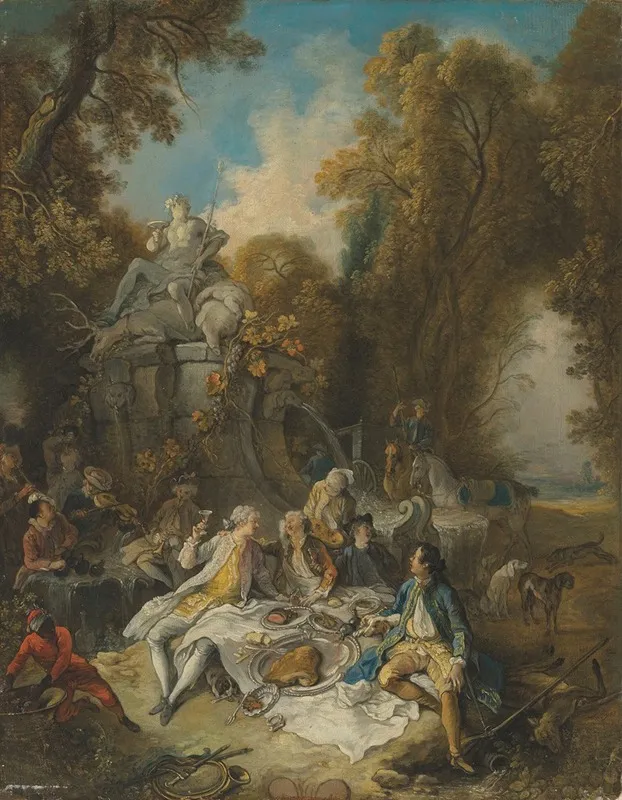 Dinner After The Hunt 2 Wall Art by Jacques de Lajoüe - High-Resolution Digital Print