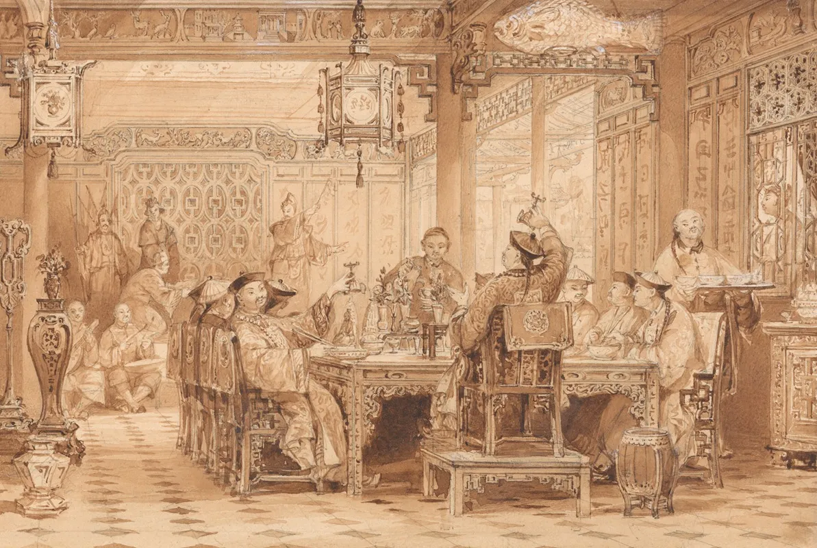 Dinner Party At A Mandarins House Wall Art by Thomas Allom - High-Resolution Digital Print