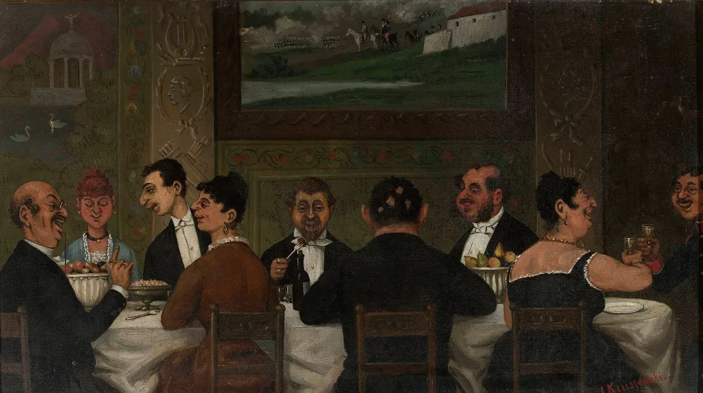 Dinner Party At A Wealthy Jewish House In Krakow Wall Art by Józef Wincenty Kruszewski - High-Resolution Digital Print