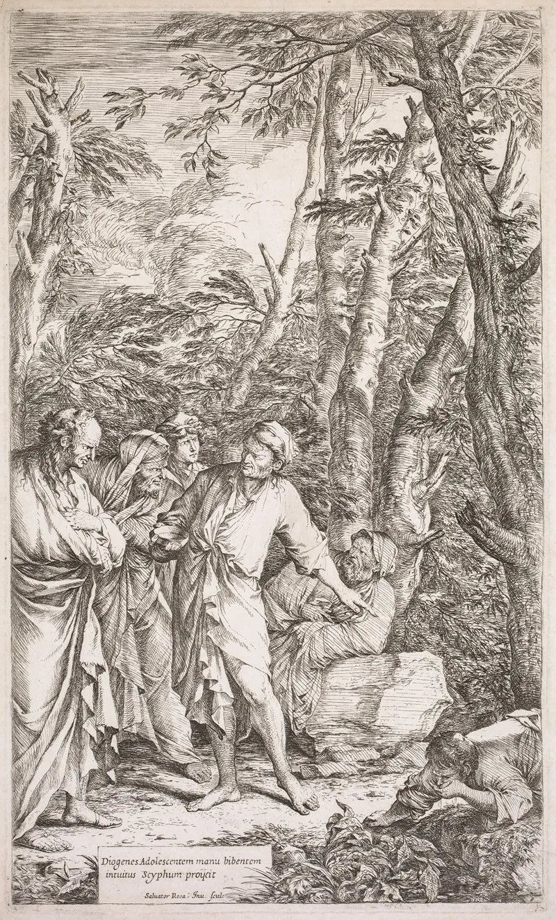 Diogenes And His Cup Wall Art by Salvator Rosa - Canvas Print