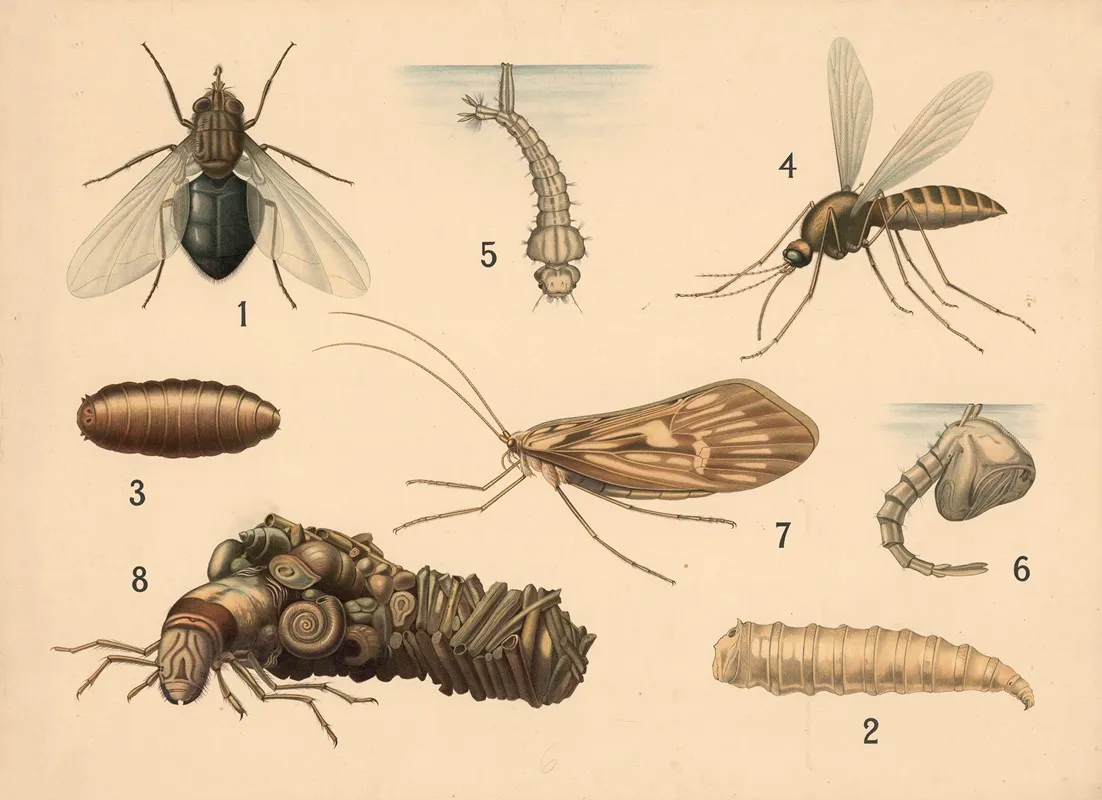 Diptera And Spring Flies 2 Wall Art by Friedrich Specht - High-Resolution Digital Print